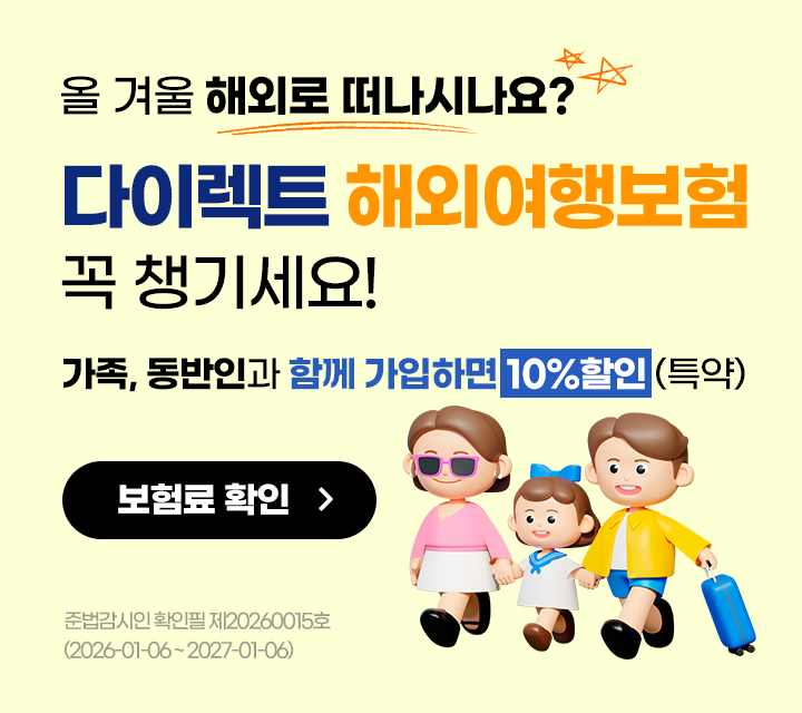 올 겨울 해외로 떠나시나요? 다이렉트 해외여행보험 꼭 챙기세요! 