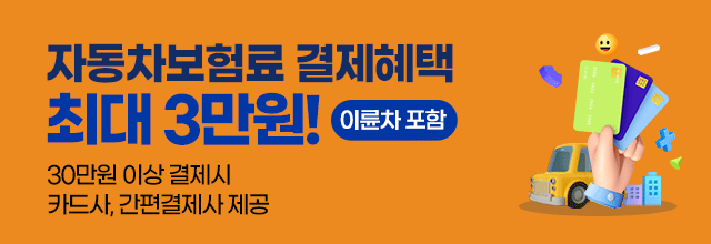 자동차보험료(이륜차 포함) 결제혜택 최대 3만원. 30만원 이상 결제시, 카드사/간편결제사 제공
