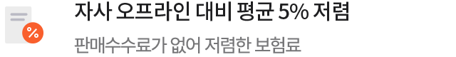 자사 오프라인 대비 저렴한 보험료판매수수료가 없어 저렴한 보험료