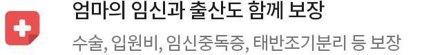 엄마의 임신과 출산도 함께 보장수술, 입원비, 임신중독증, 태반조기분리 등 보장